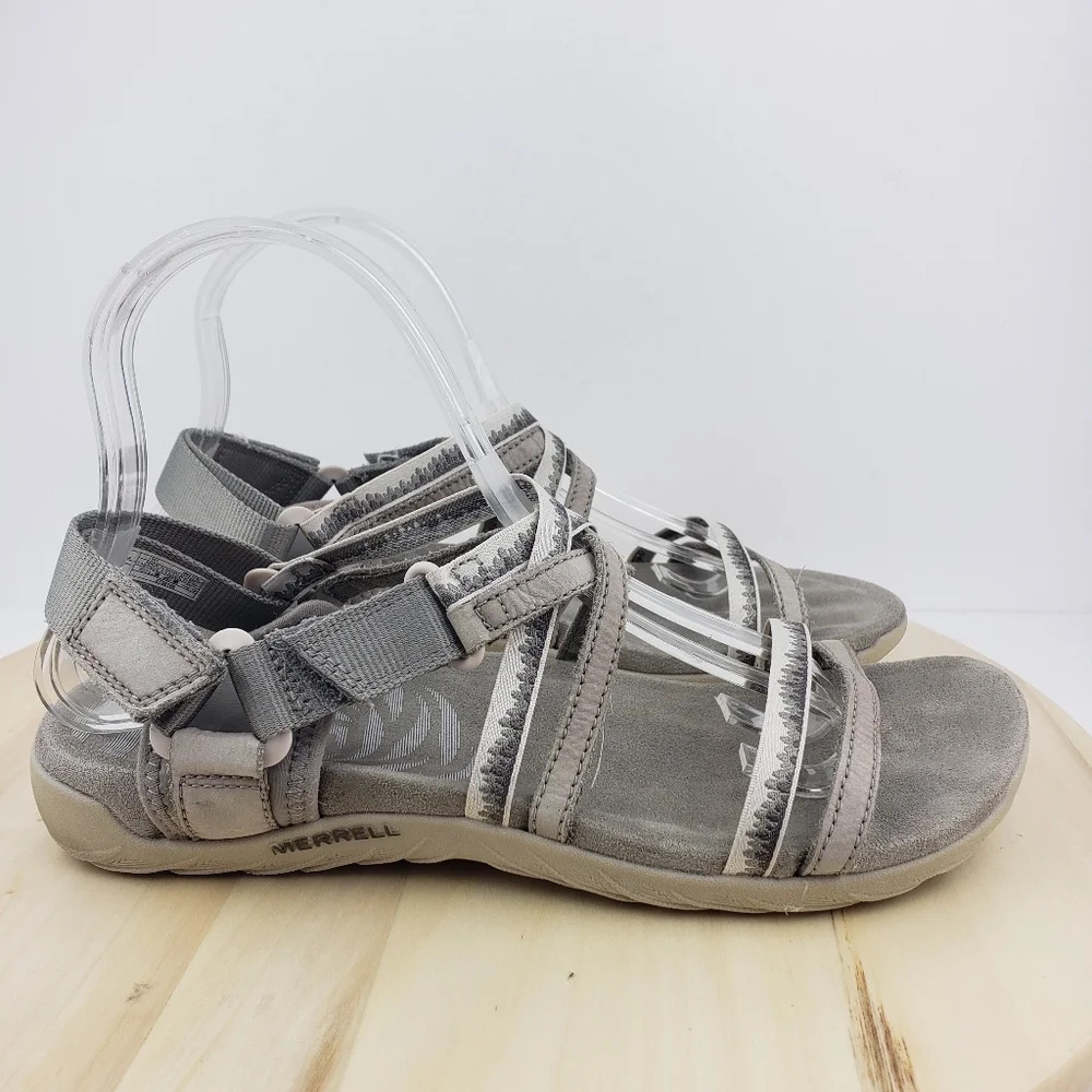 Women's Merrell Moon Sandals Sz 9 Gray Outdoor Performance Strappy Comfort Shoes - Picture 5 of 11